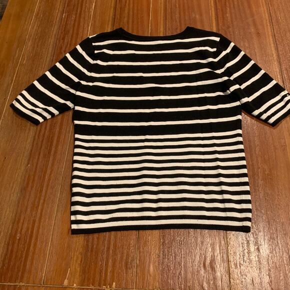 White House Black Market Striped Short Sleeve Pullover Sweater Small - Picture 2 of 7